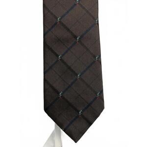 Paul Stuart Brown Parrot Pattern Silk Made in Italy Men's Tie b25